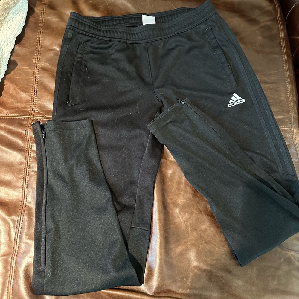 Adidas Black Track Pants with Elastic Waistband and Relaxed Fit